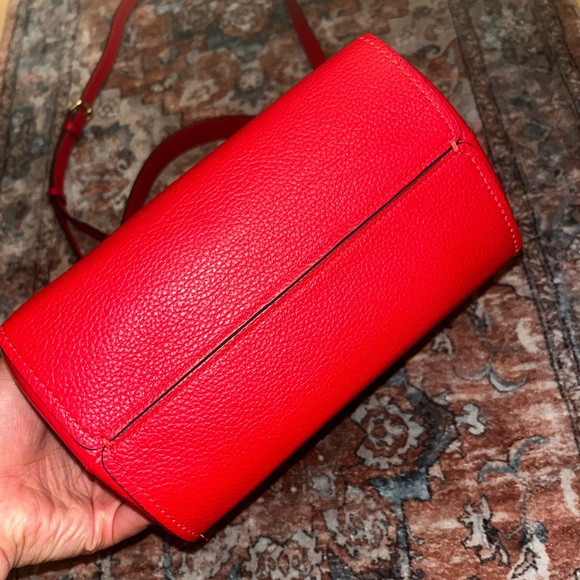 Coach Charlie Red Pebble Leather Cross Body Bucket Bag - Picture 2 of 16